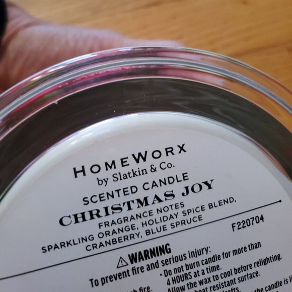 harry slatkin homeworx CHRISTMAS JOY orange spice 4 wick 18 oz new Candle rare - Picture 2 of 3